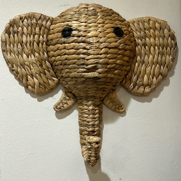 Rattan Woven Elephant Wall Hanging